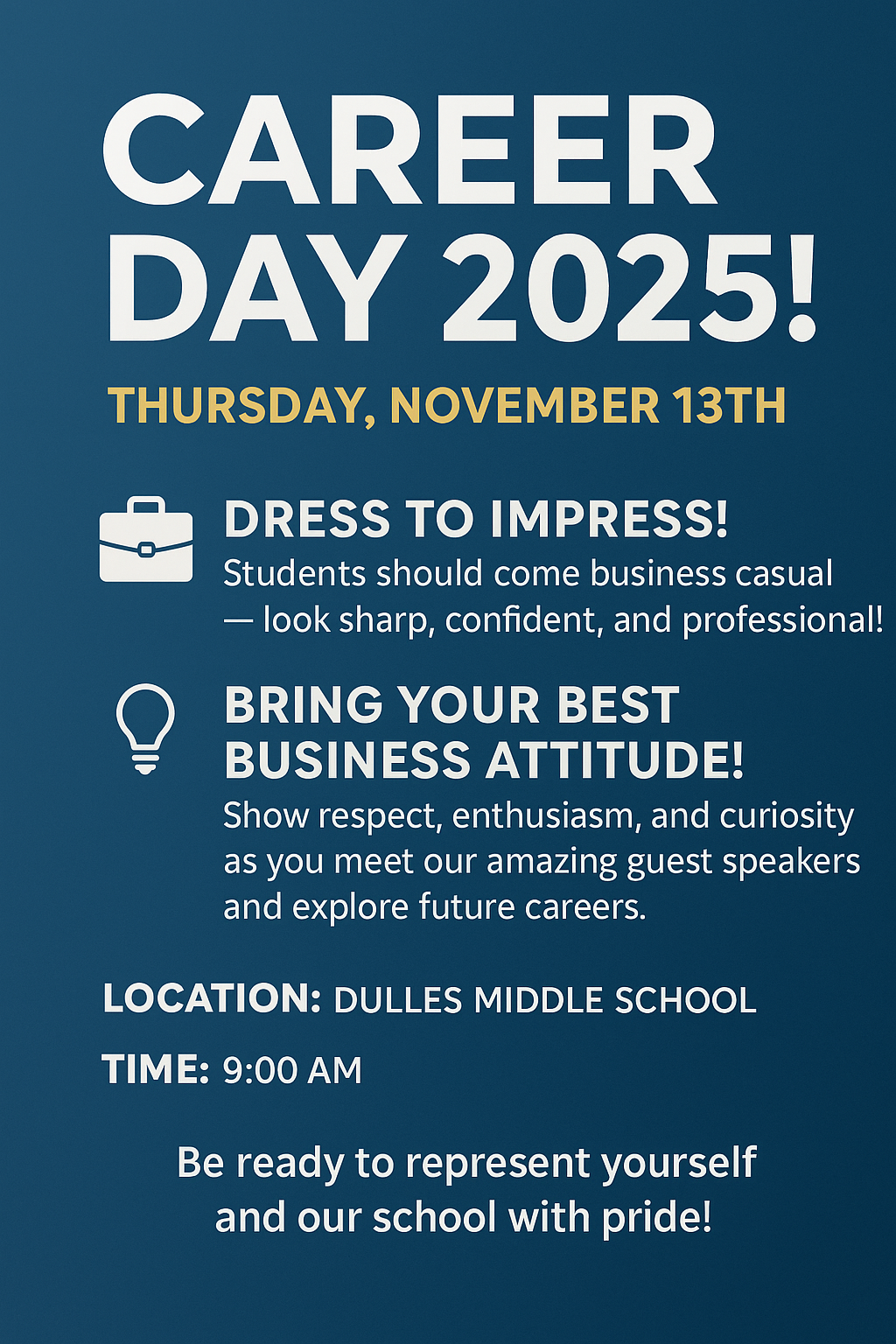Career Day, Thursday, November 13